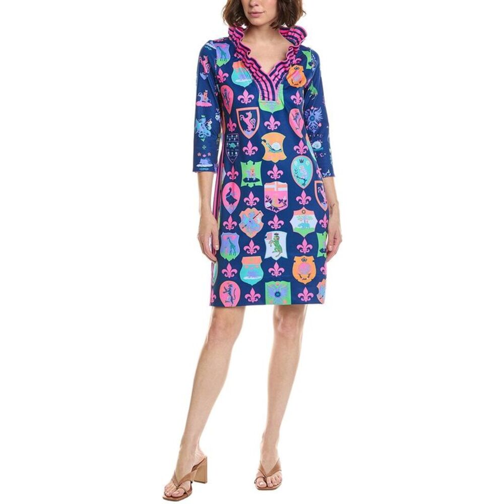 Gretchen Scott Womens Jersey Printed Mini Dress, Navy - Picture 3 of 4